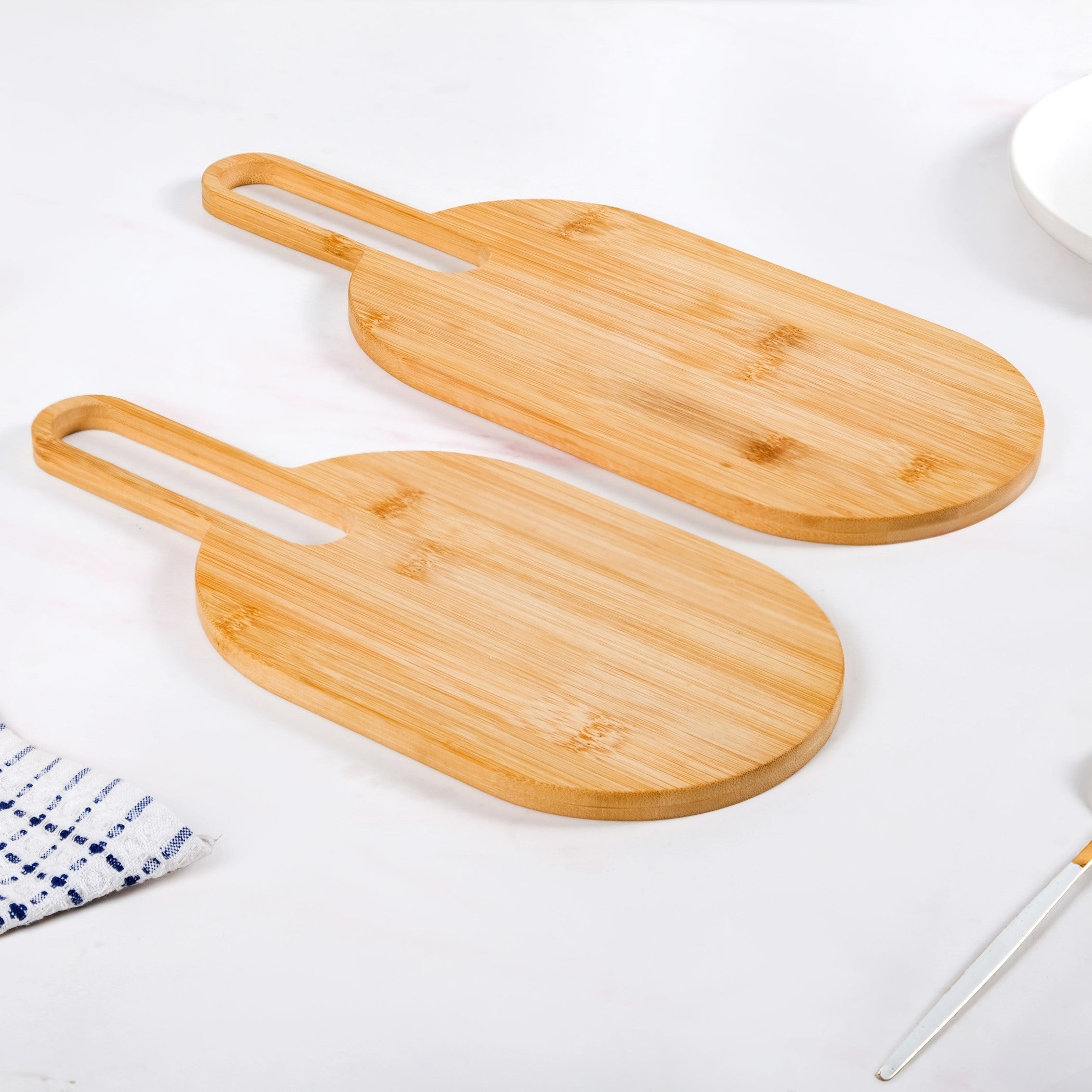 Paddle Shape Bamboo Platter Set Of 2