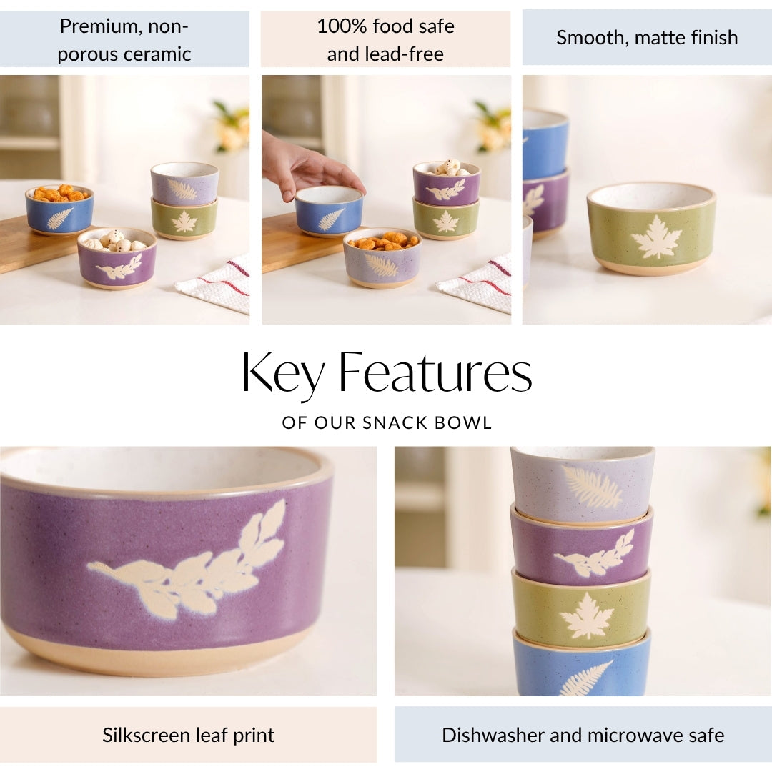 Monsoon Leaf Snack Bowl Set Of 4 180ml