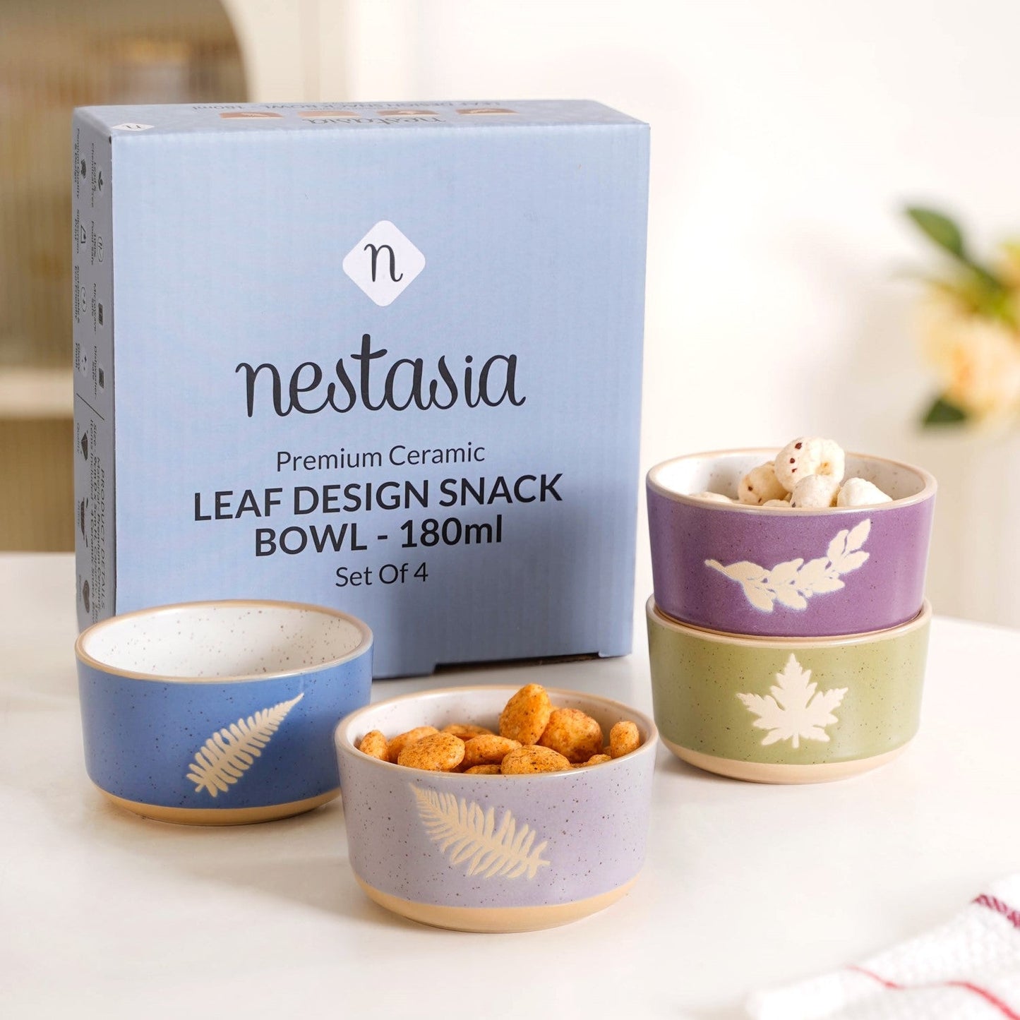 Monsoon Leaf Snack Bowl Set Of 4 180ml