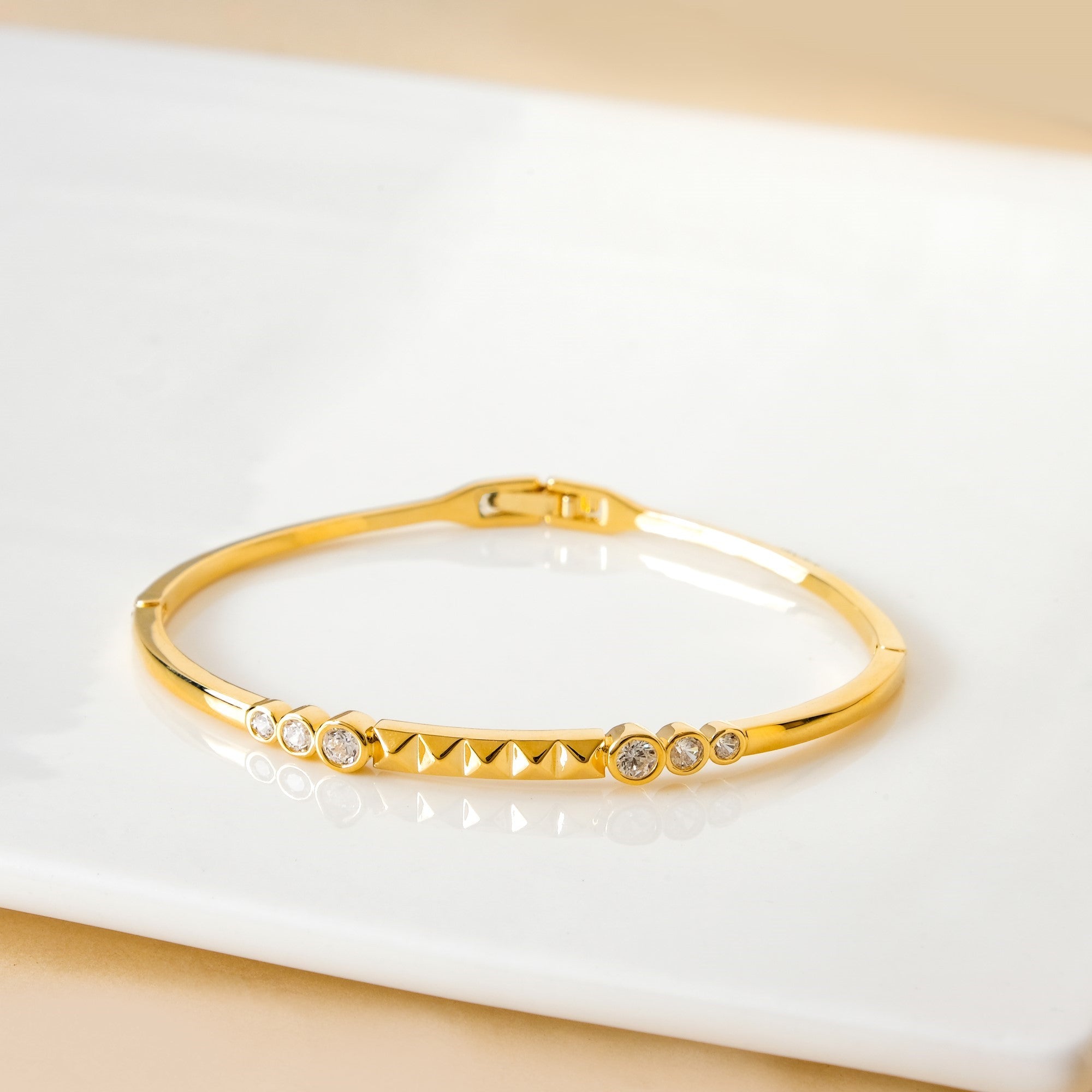 Patterned Diamond Gold Statement Bracelet