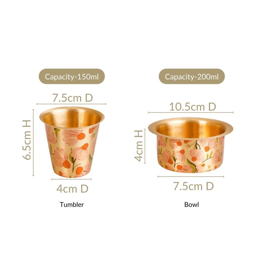 Peach Pure Brass Filter Coffee Dabara Set For 2 With Gift Box