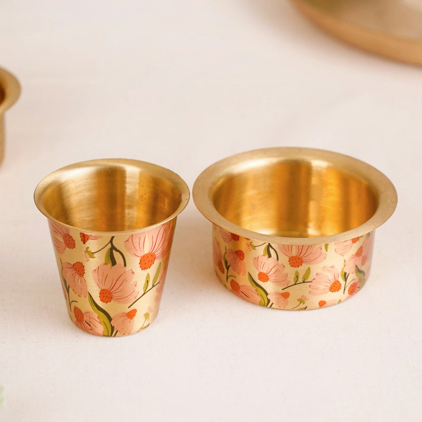 Peach Pure Brass Filter Coffee Dabara Set For 2 With Gift Box