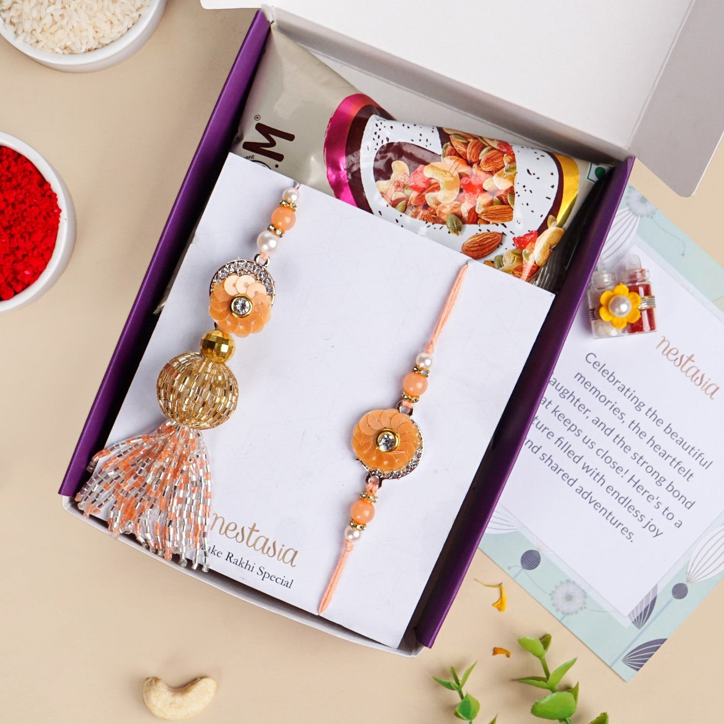 Peach Rakhi Lumba Gift Box