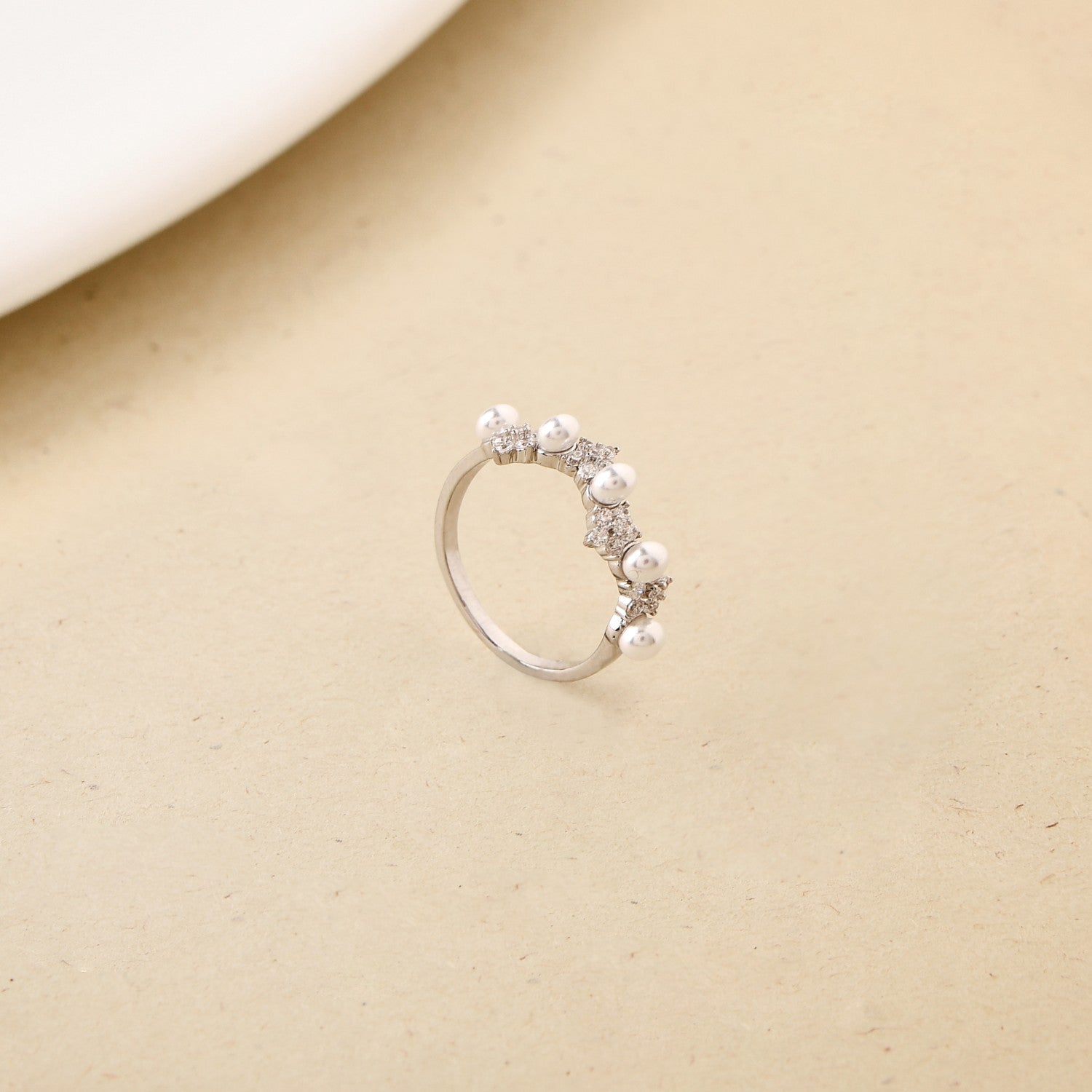 Pearl Blooms Silver Ring