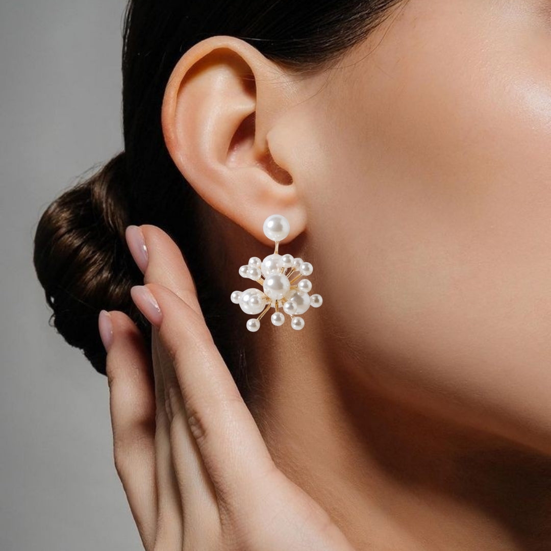 Pearl Cluster Jacket Earrings