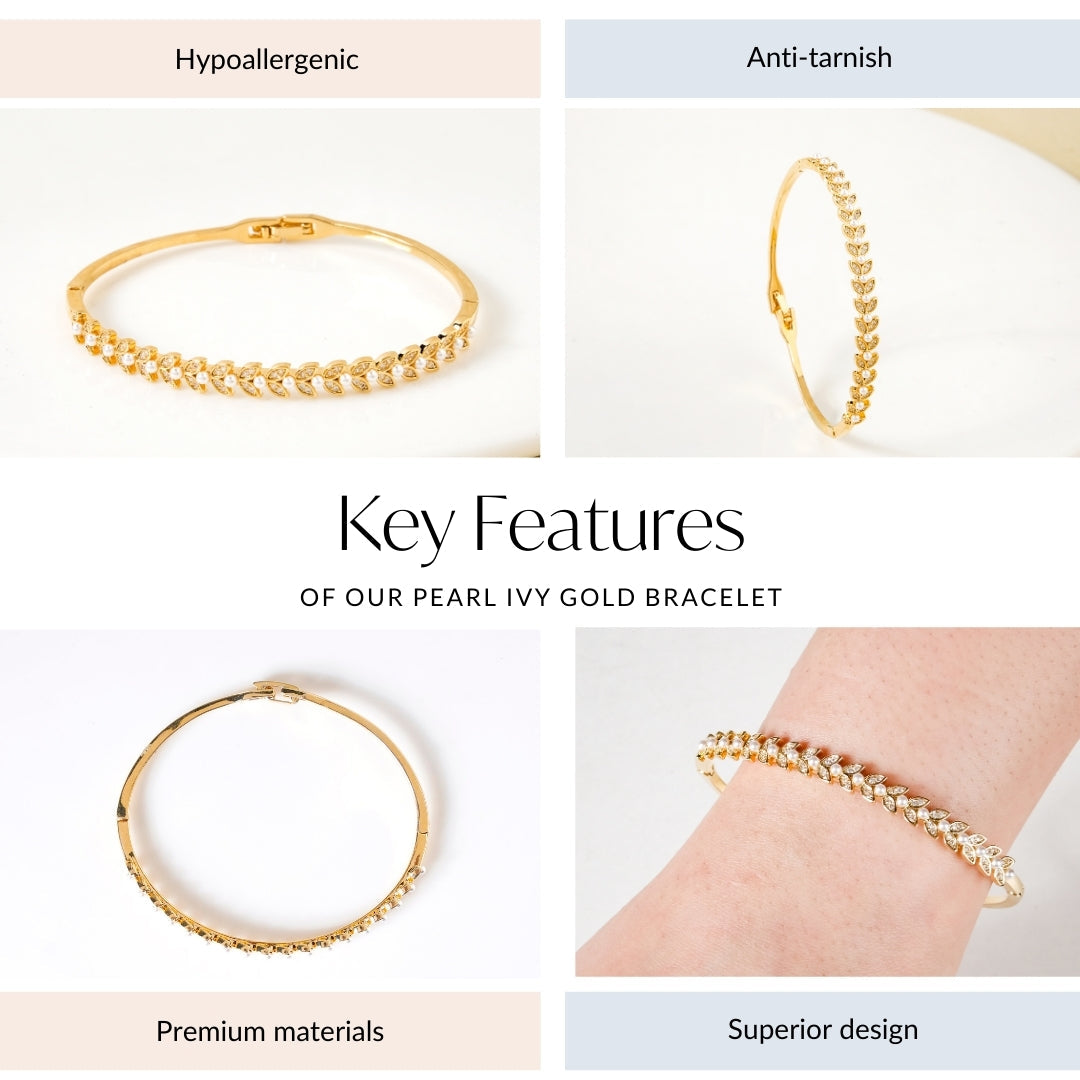 Pearl Ivy Gold Bracelet