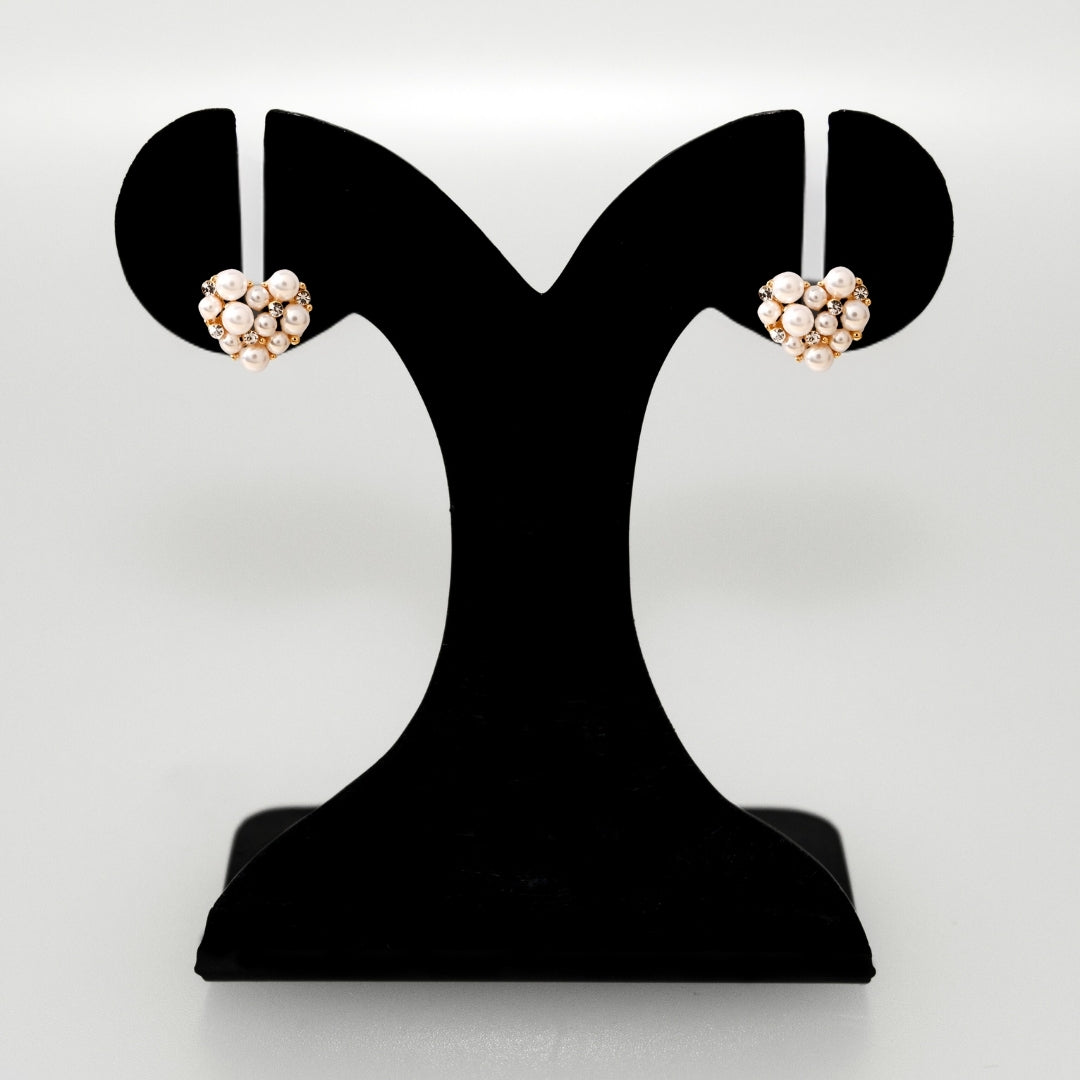 Pearl Of The Heart Stud Earrings Gold