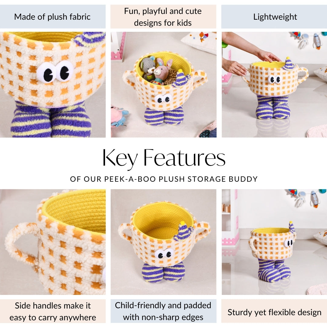 Peek-a-Boo Plush Buddy Storage Basket