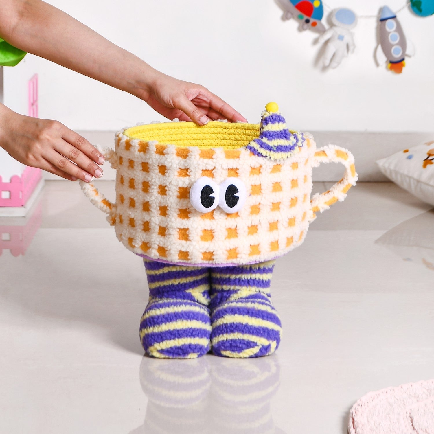 Peek-a-Boo Plush Buddy Storage Basket