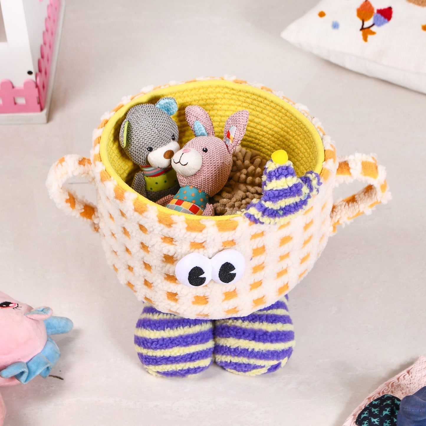 Peek-a-Boo Plush Buddy Storage Basket