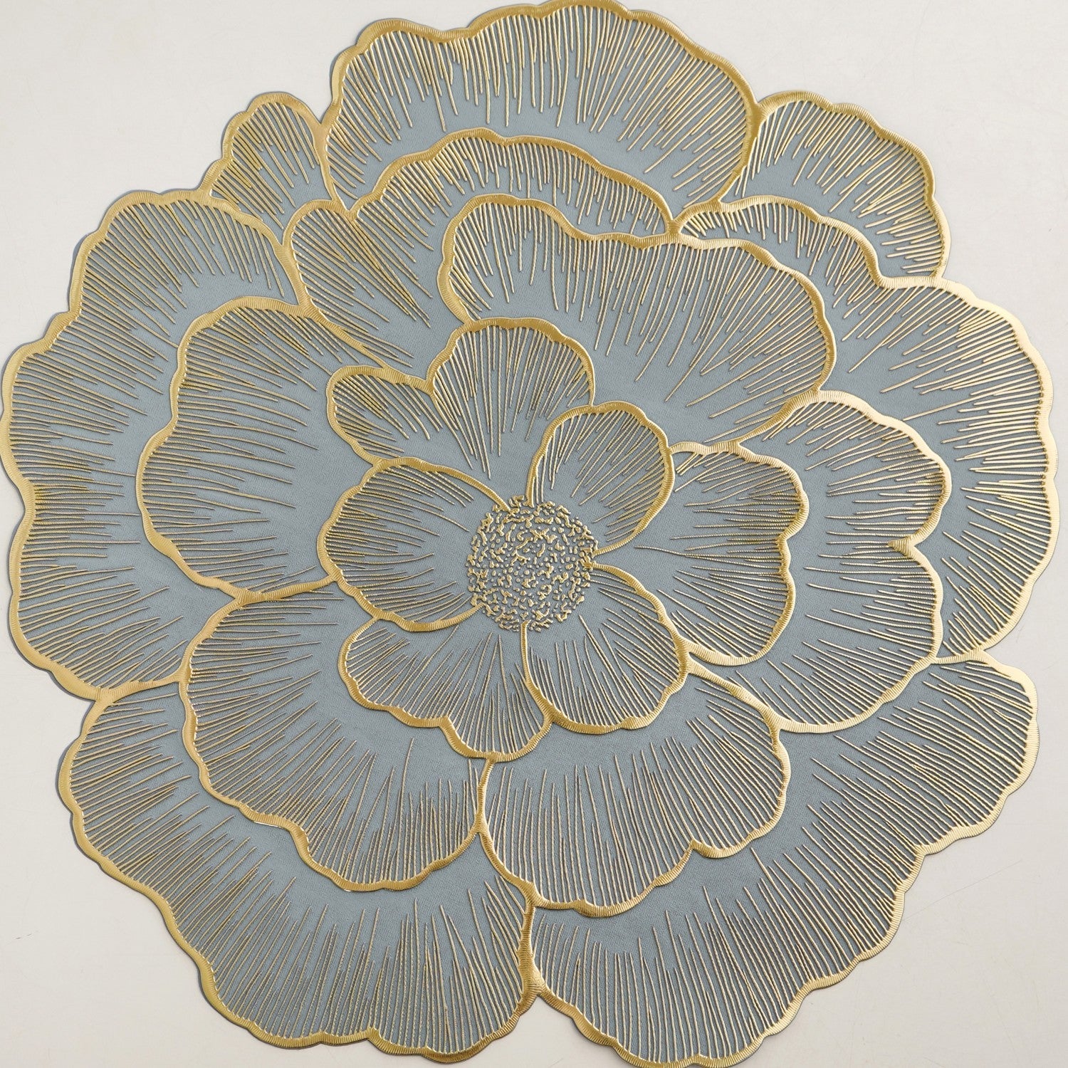 Petal Perfection Placemats Grey Gold Set Of 6