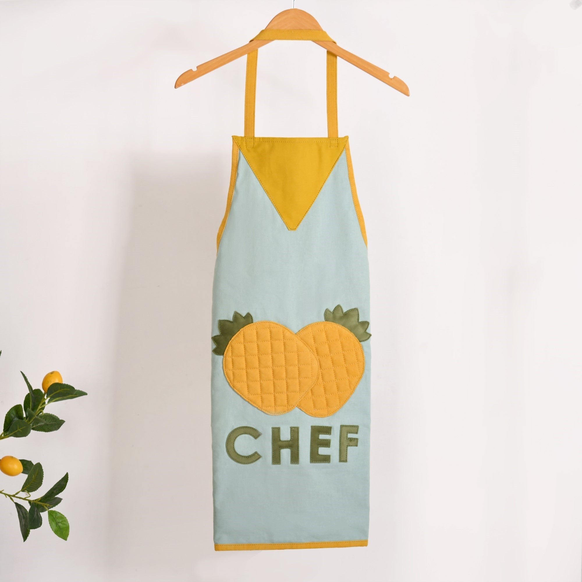 Pineapple Chef Apron With Mitten And Pot Holder