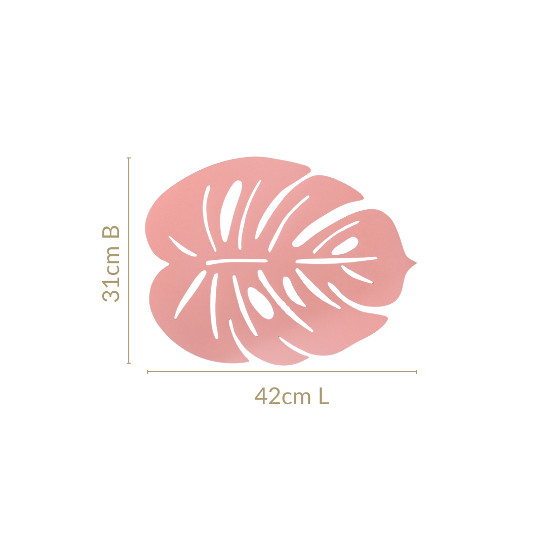 Pink Laser Cut Monstera Leaf Table Mat Set Of 6