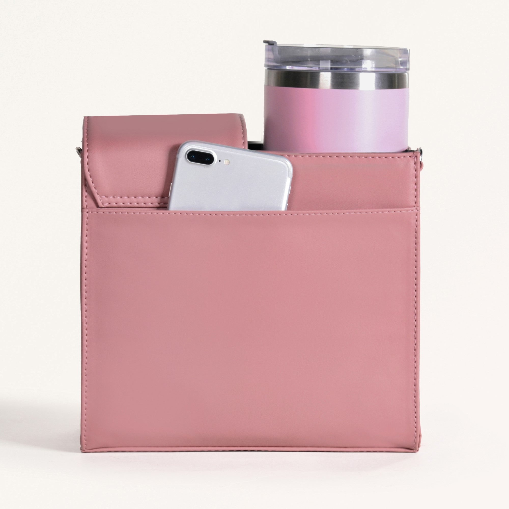 Pink Water Bottle Carrier Bag With Adjustable Strap