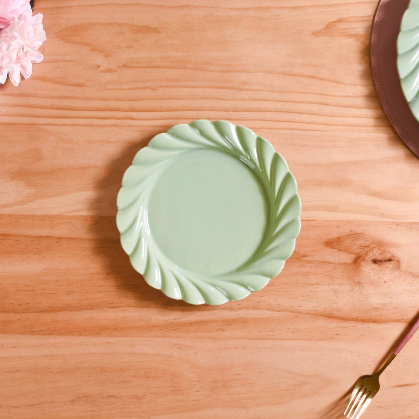 Green Snack Plates Set Of 4 Lao Luxury 9 Inch
