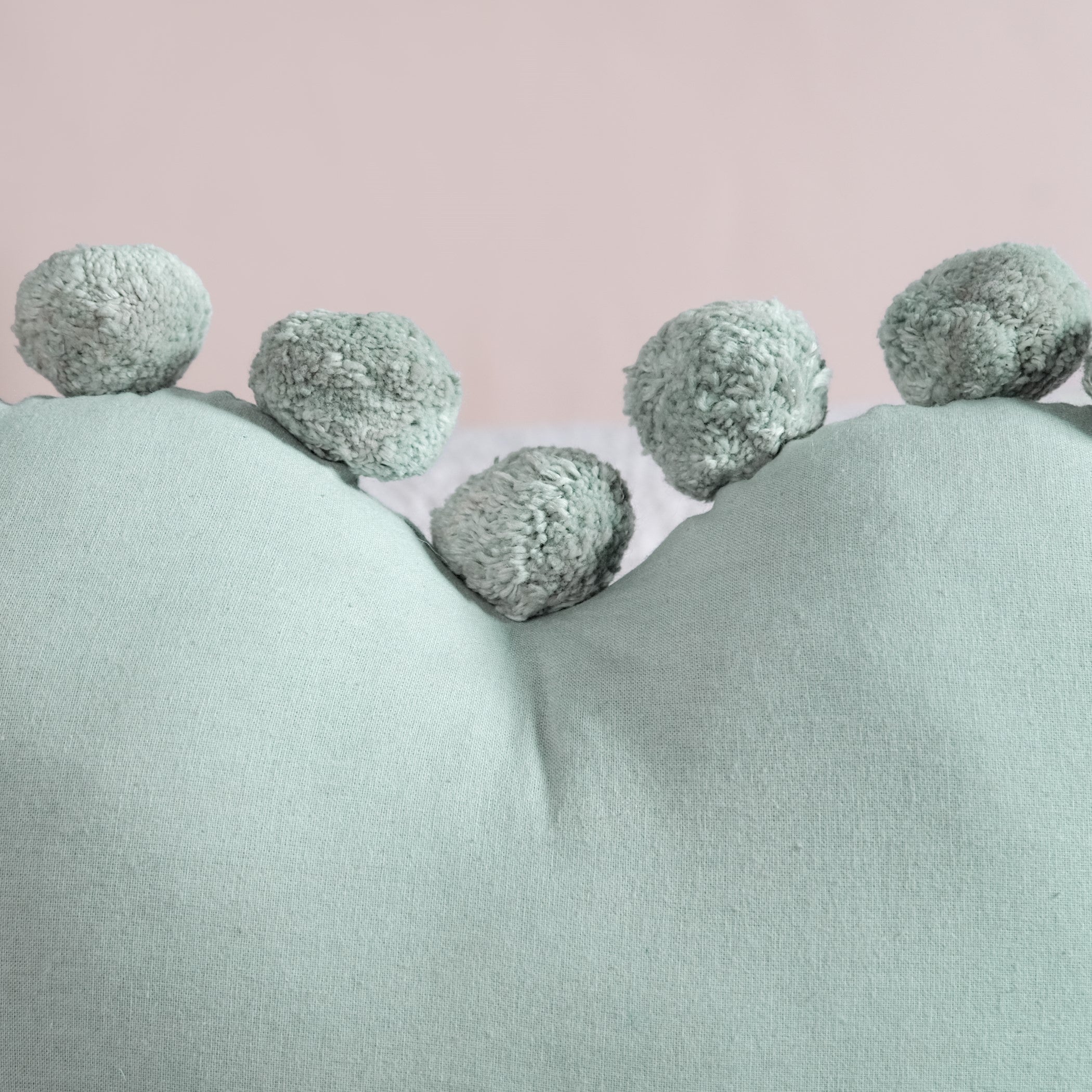 Pom Pom Heart Sofa Cushion Mint Green 40x35cm