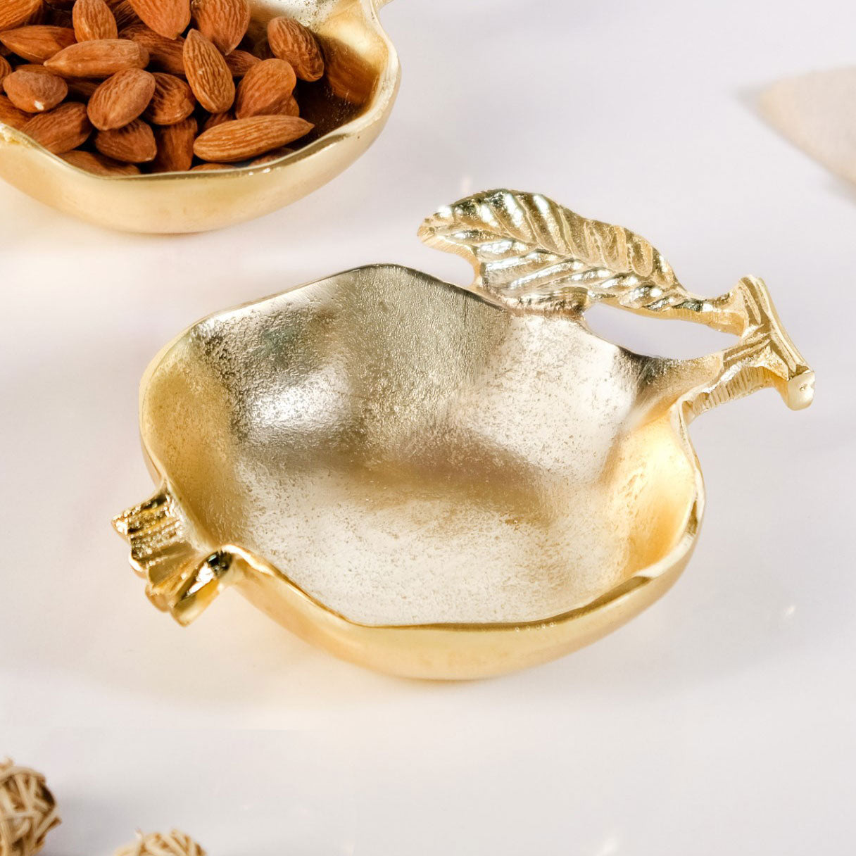 Gold Pomegranate Dry Fruits Bowl Set Of 2