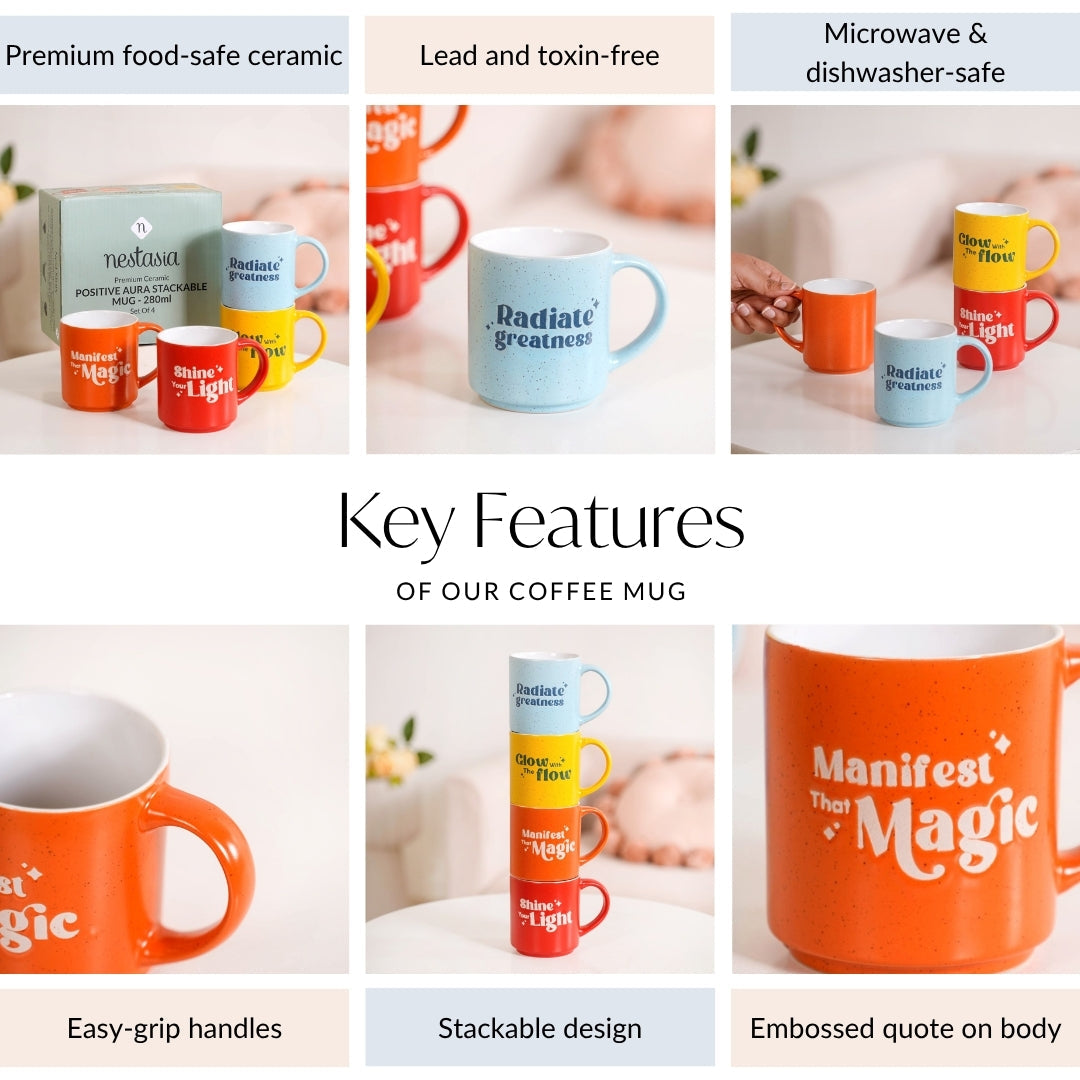 Positive Affirmation Stackable Mugs Set Of 4 280ml