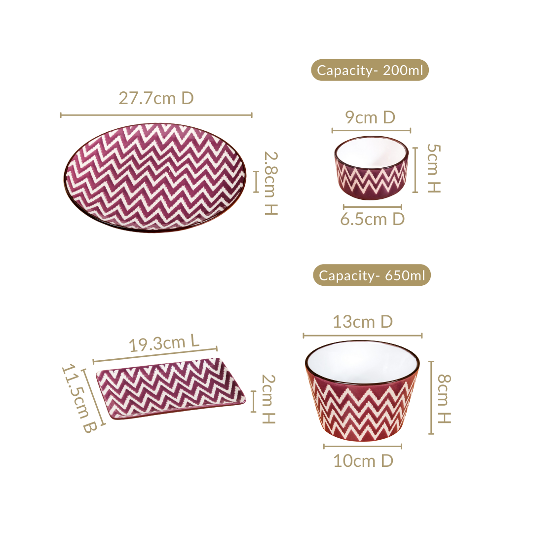 Oscilla Purple 16 Piece Premium Dinner Set For 4