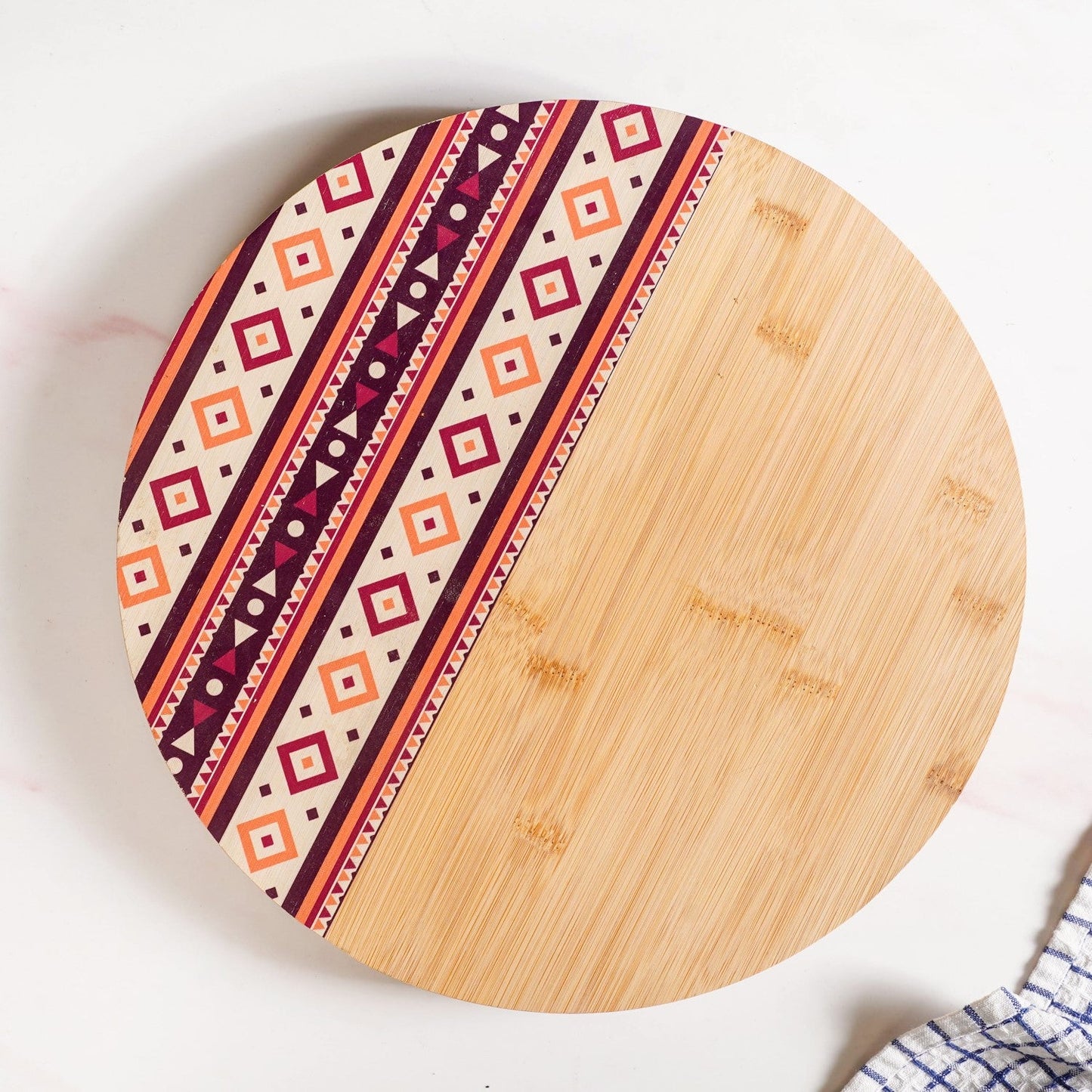 Aztec Pattern Lazy Susan Serving Platter 13 Inch
