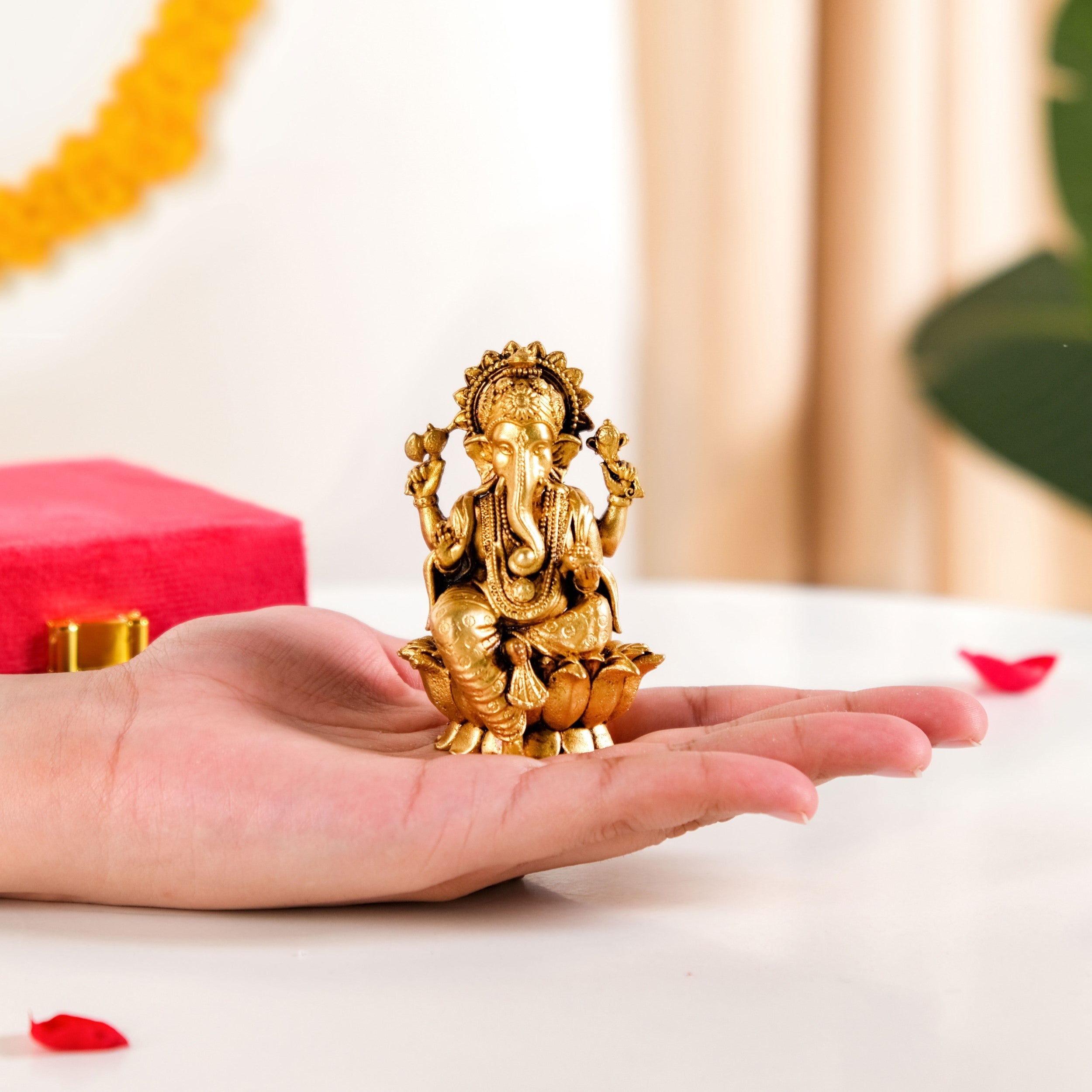 Pure Brass Ganesh Idol 8cm