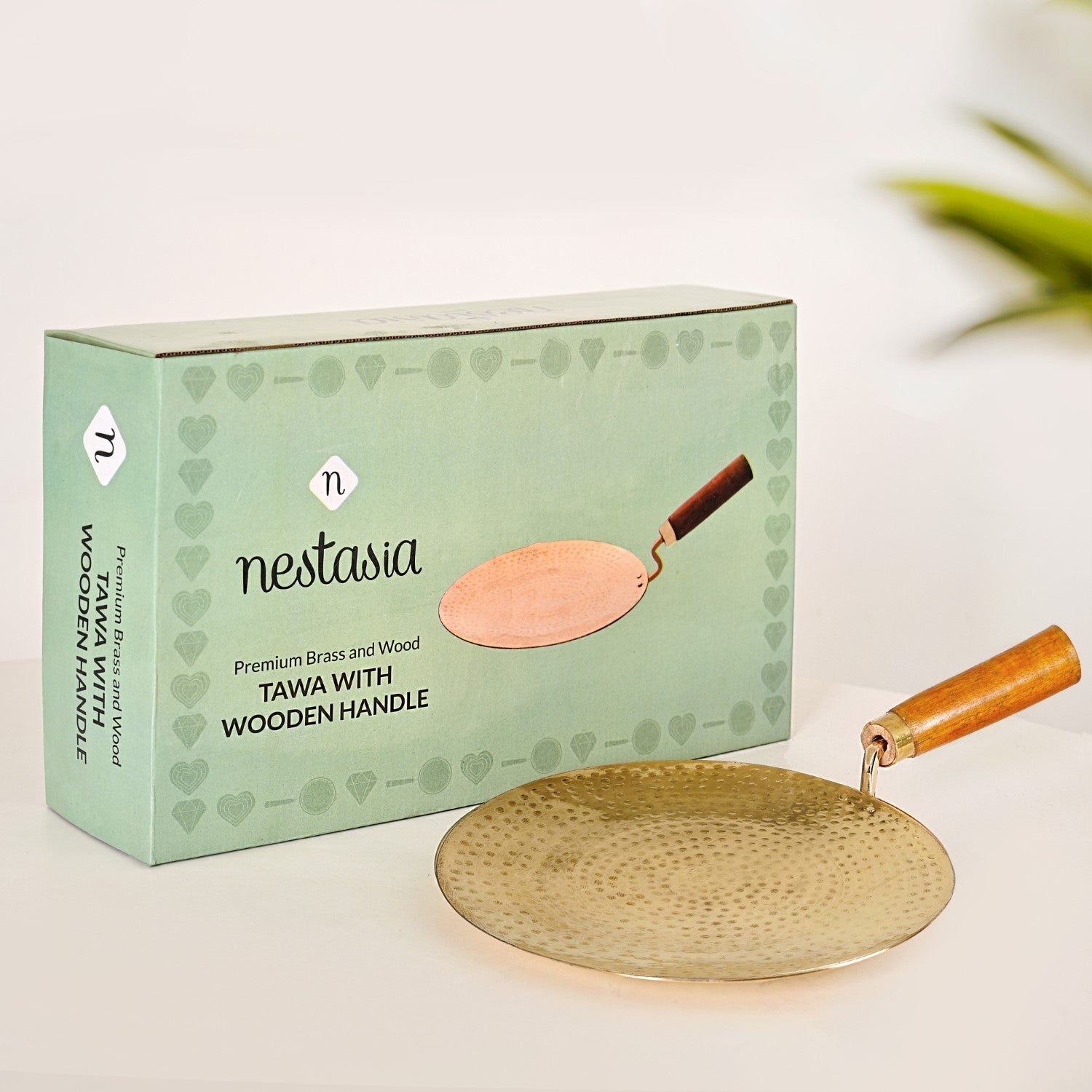 Pure Brass Tawa With Wooden Handle