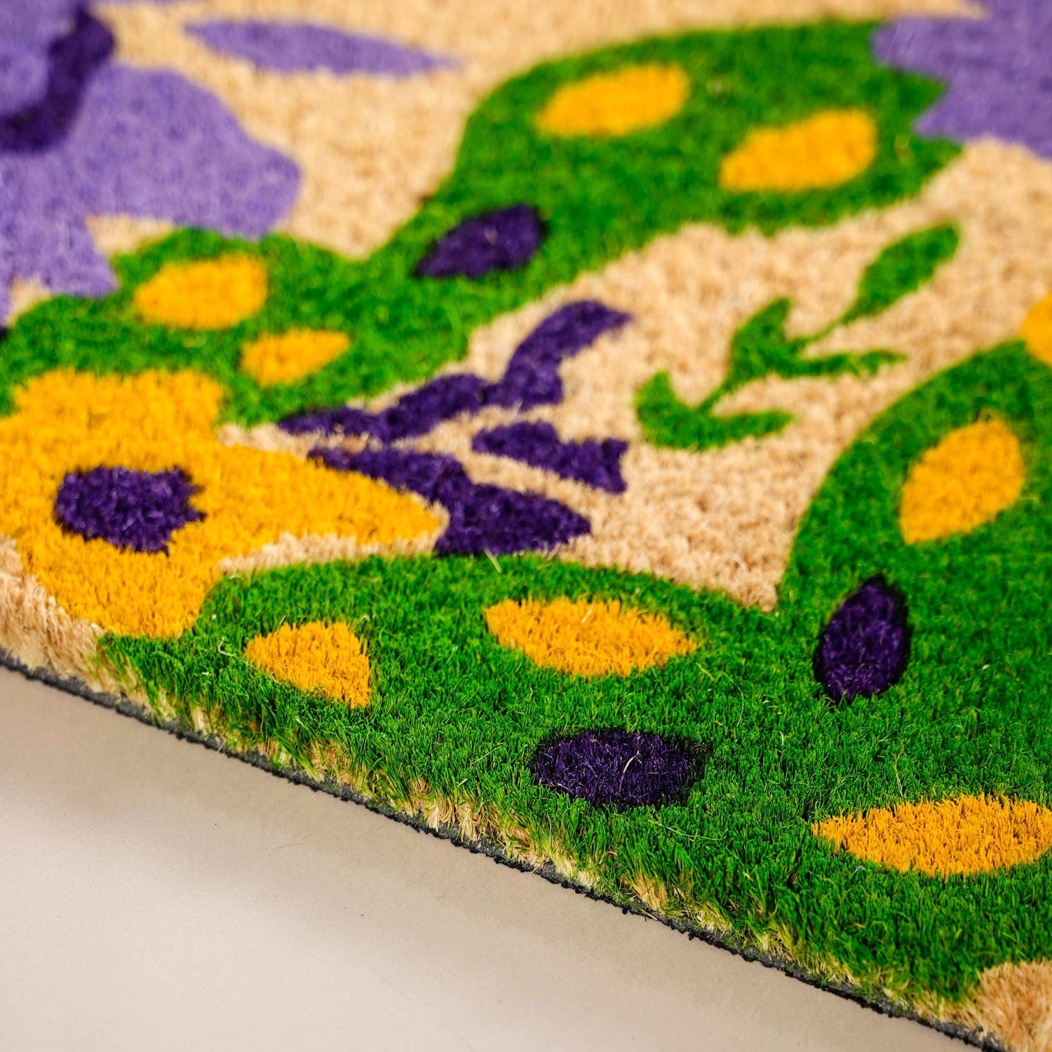 Purple Flower Field Coir Floor Mat 36x24 Inch