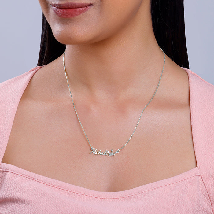 Silver Personalised Queen Necklace