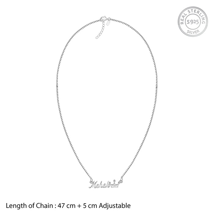 Silver Personalised Queen Necklace