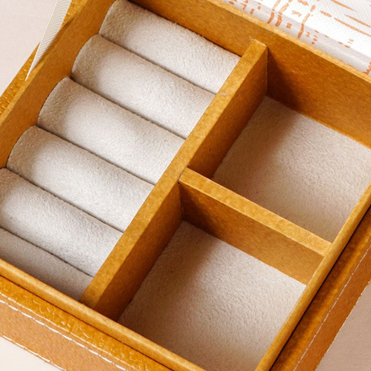 Quadrata Pattern Multi Section Jewellery Box With Mirror