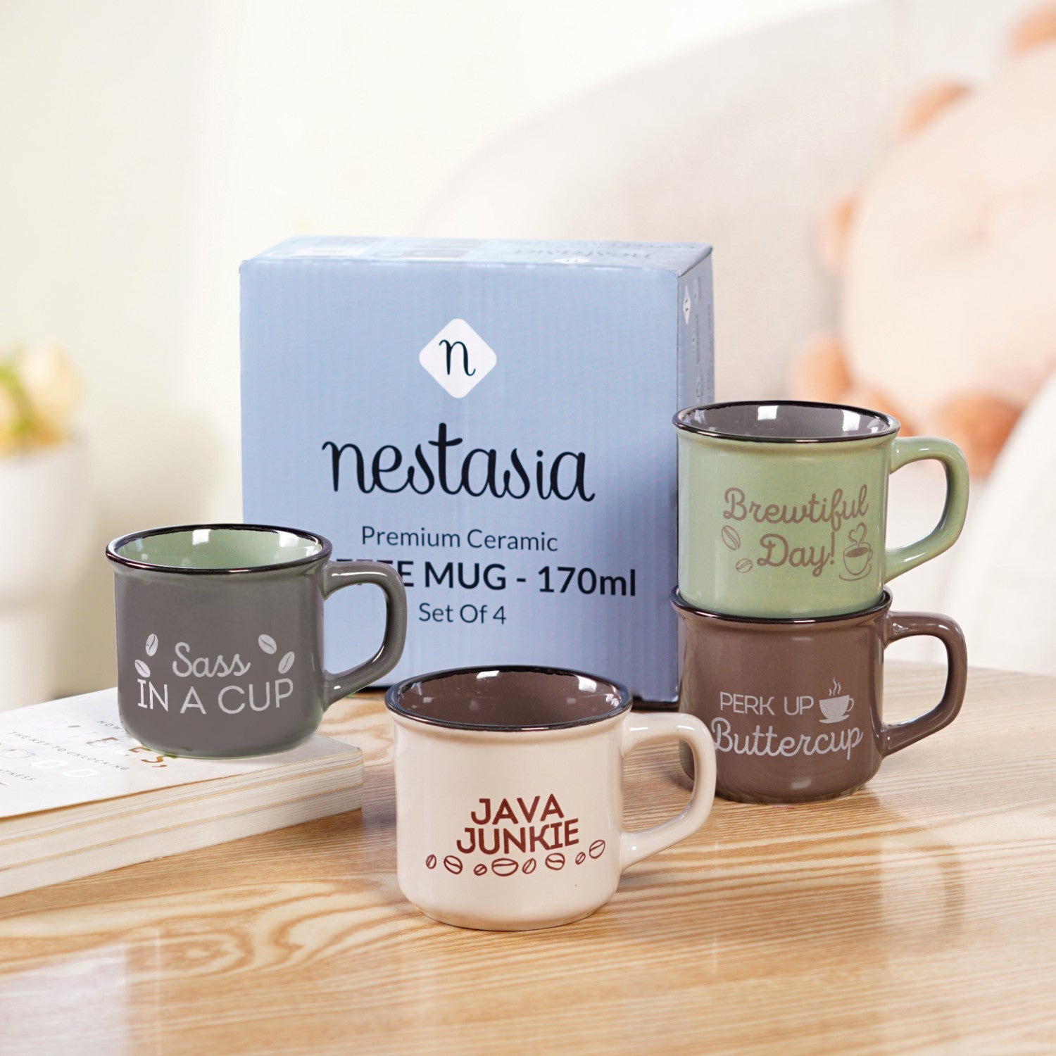 Quirky Quotes Coffee Mugs Set Of 4 170ml