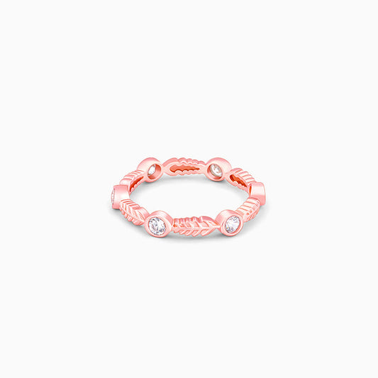 Rose Gold Leafy Zirconia Ring
