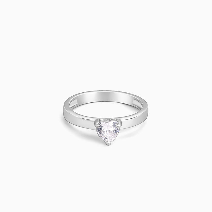 Silver Radiant Heart 2-in-1 Rings