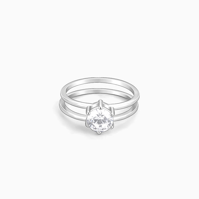 Silver Radiant 2-in-1 Detachable Rings