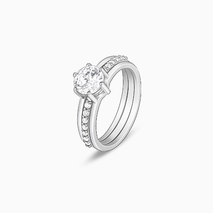 Silver Radiant 2-in-1 Detachable Rings