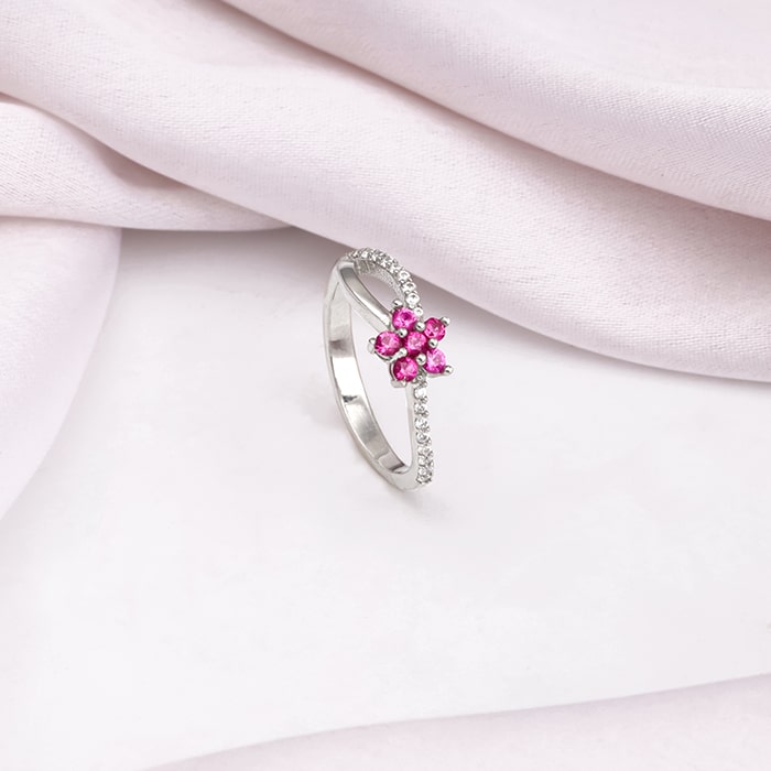 Silver Radiant Rose Ring