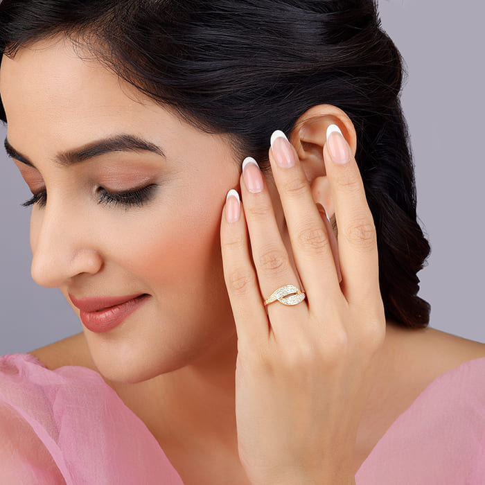 Golden Dual Wave Ring