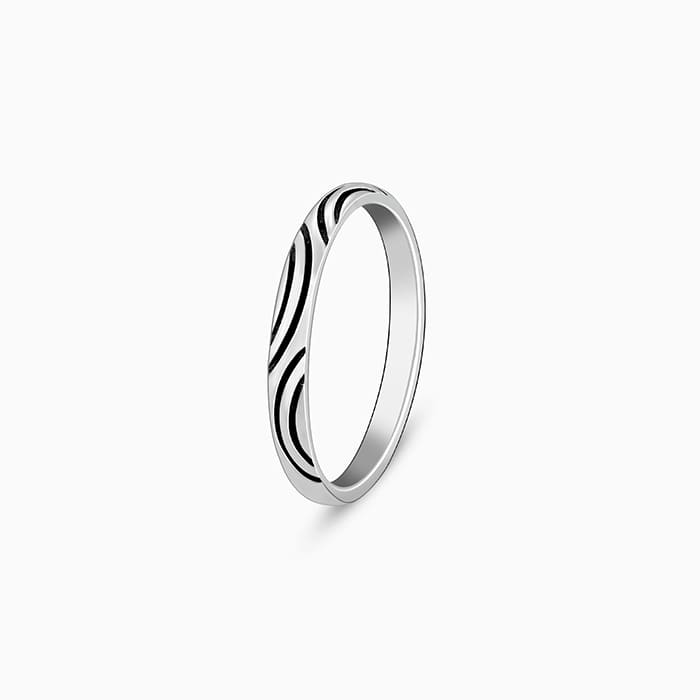 Oxidised Silver Ripple Ring