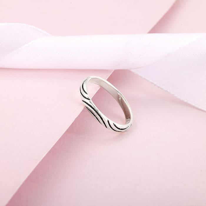Oxidised Silver Ripple Ring