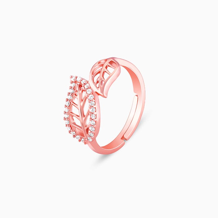 Rose Gold Leafy Cuts Ring