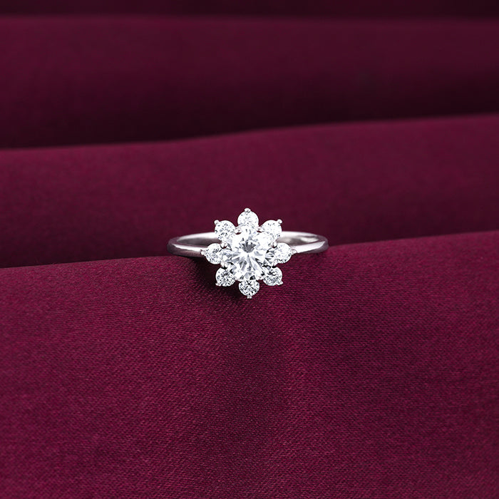 Silver Zircon Twilight Bloom Ring