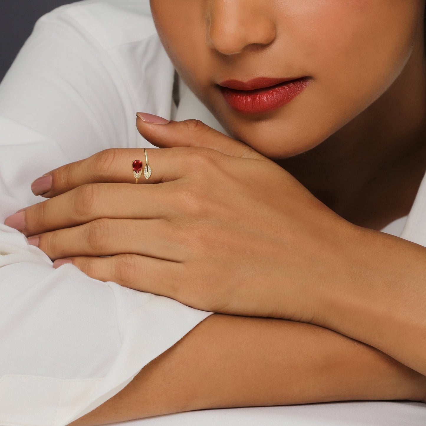 Golden Wine Twirling Petal Ring