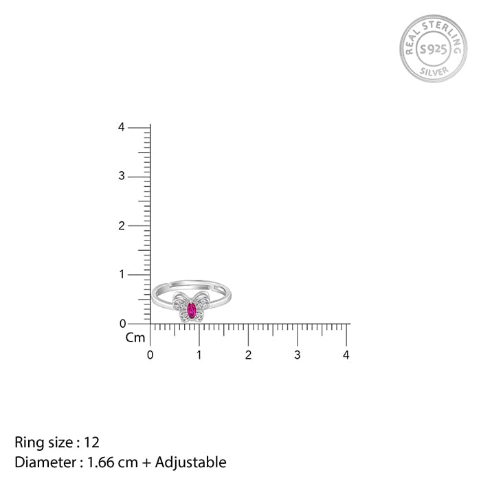 Silver Pop Pink Studded Butterfly Ring