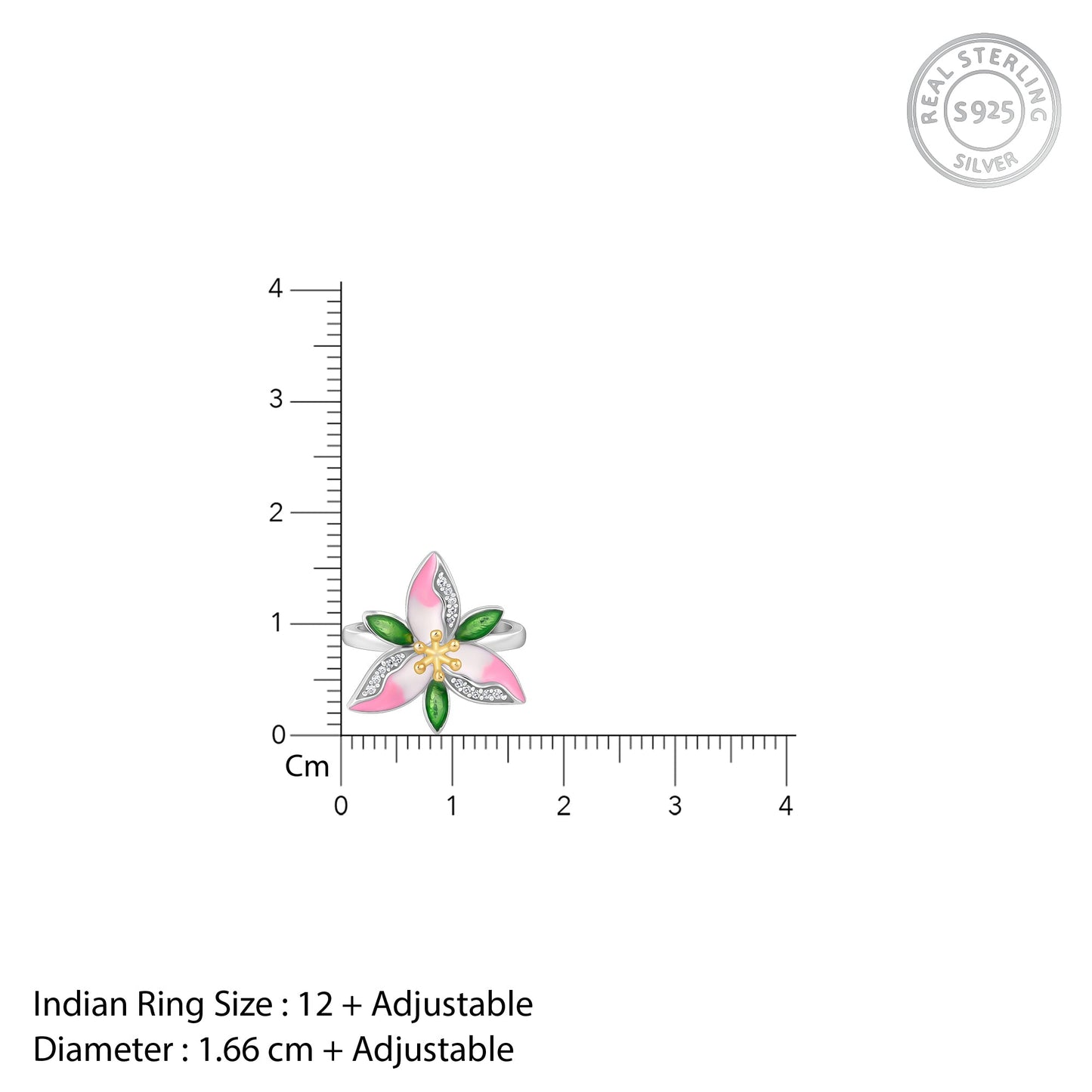 Silver Convertible Pink Trillium Ring