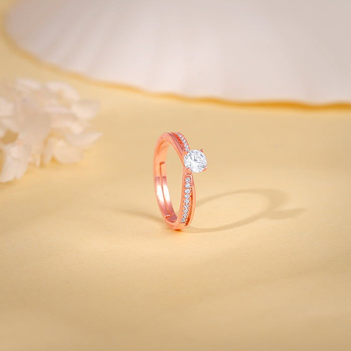 Rose Gold Zircon Layered Ring