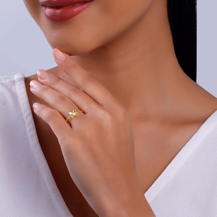 Golden Beautiful Orchid Ring