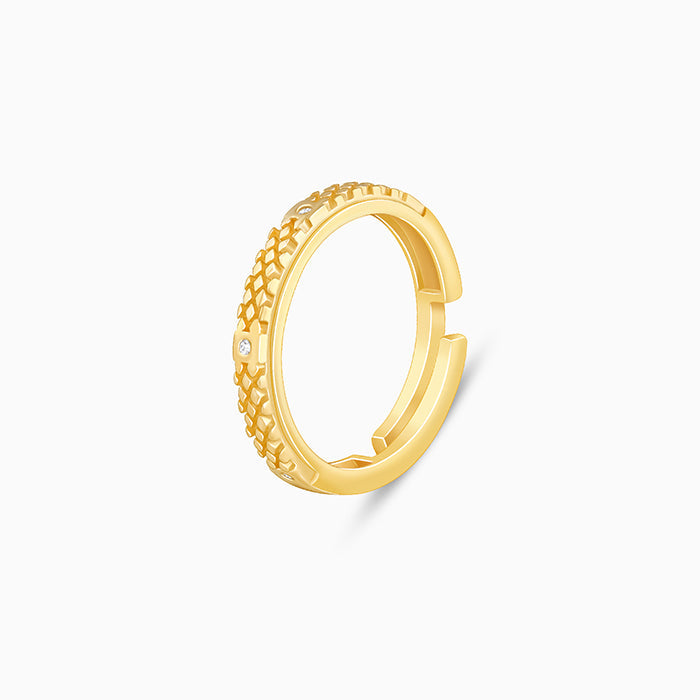 Golden Elegant Pattern Ring Band For Him