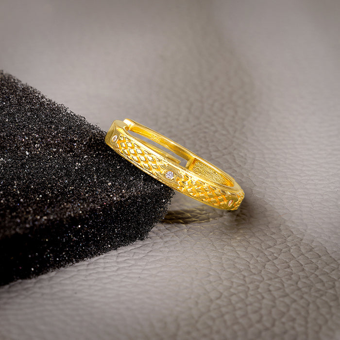 Golden Elegant Pattern Ring Band For Him