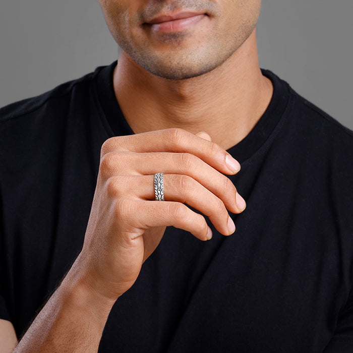 Oxidised Silver Classic Wonder Ring For Him