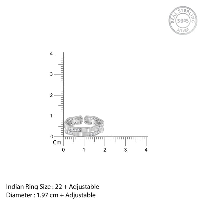 Silver Zircon Studded Sparkle Ring For Him